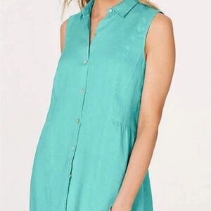 J. Jill Turquoise Sleeveless Button Down Shirt
